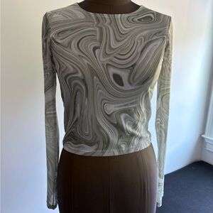 ASOS Tall Swirl Pattern Long Sleeve Top - Gray